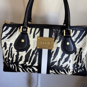 L.A.M.B. Zebra Newspaper Hazelwood Satchel Bag